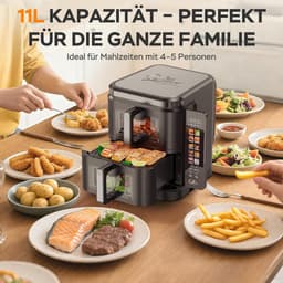 Verticale Dubbele Heteluchtfriteuse 11L met 10 Programma's en Kijkvenster — thumbnail 5