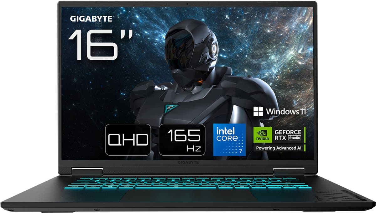 GIGABYTE GAMING A16 PRO DYHG5EECC4SH - Gaming Laptop - 16 inch - RTX 5080 - Core 7 - 32GB/1TB - 165Hz — afbeelding 1