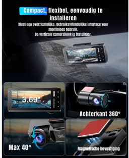 Quvo® Dashcam Voor en Achter - Parkeermonitor - Dashcamera - Nachtzicht - Zwart - 4cm x 11cm x 5cm — thumbnail 2