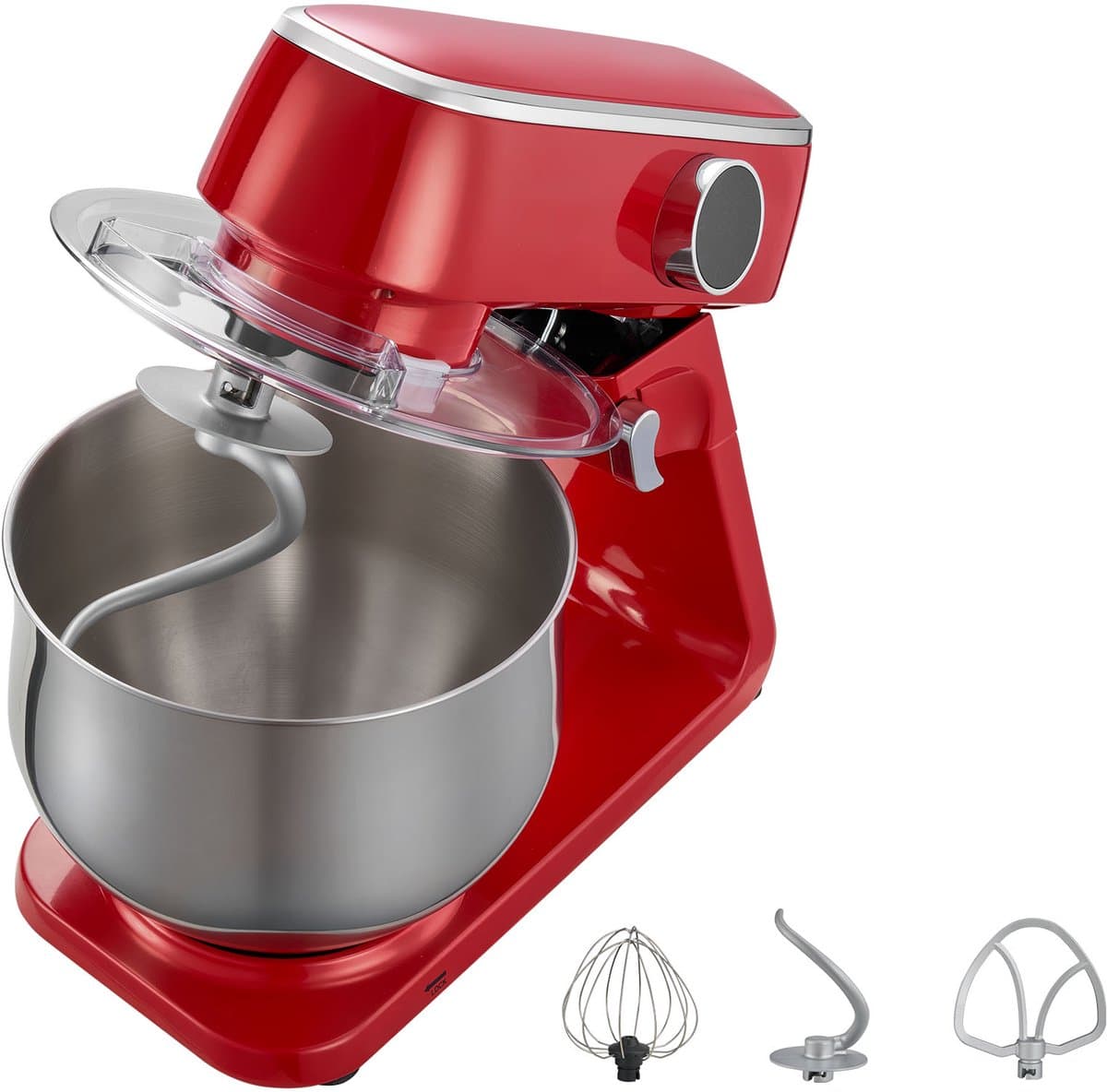 7,4 L Elektrische Standmixer, 1800W Keukenmixer met 10 Snelheden, Kantelbaar Kopontwerp, Roestvrijstalen Kom, Deeghaak Garde en Klopper voor Bakken, Mixen, Kloppen en Kneden, Zilver — afbeelding 1