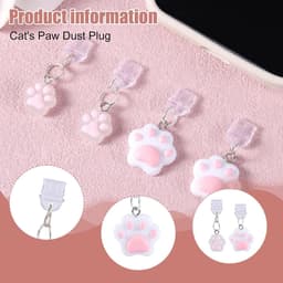 USB C Dust Plug Charm - Anti Dust Cover - Schattig Design - Cat Paw Motief - Oplaadpoort Bescherming - Compatibel met Kindle - Type-C Apparaten - Roze Kleur - Released na 2021. — thumbnail 4