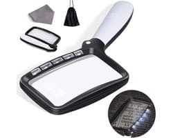 Inklapbare leesloep met 5 dimbare LED's - Groot vergrootglas 3x voor lezen en hobby's