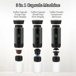 Draadloze Draagbare Espresso Machine - 3-in-1 Oplaadbare Koffiemaker voor Capsules en Poeder - 7500mAh - Geschikt voor Reis, Camping, Auto en Kantoor - Zwart — thumbnail 3