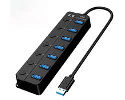 Verbeter je USB-connectiviteit met deze 7-poorts USB 3.0 hub/splitter – inclusief LED-stroomindicator.