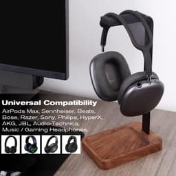 Hoofdtelefoon Houder van Walnoot Hout en Aluminium voor Desktop — thumbnail 2
