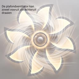 VIN® Plafondventilator Met Verlichting - Smart Lamp Met Afstandsbediening – Plafonniere Keuken Lamp Met 6 Ventilatiesnelheden - Woonkamerlamp – Plafond Ventilator Lamp Met Timer — thumbnail 5