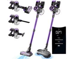 AG4200+ Steelstofzuiger Draadloos – Met Dweilfunctie 2 in 1 – Deep Purple – Krachtige Stofzuiger Zonder Zak – Geschikt voor Dierenharen – Compact & Lichtgewicht Kruimeldief
