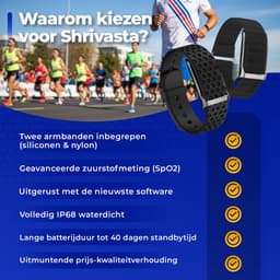 Shrivasta Activity Tracker | Dames & Heren Zwart- Smart armband met Hartslagmeter - Zuurstofmeter (SpO2) - Bloeddrukmeter – Stappenteller & Slaaptracker – menstruatiecyclus - incl. 2 Armbanden — thumbnail 3