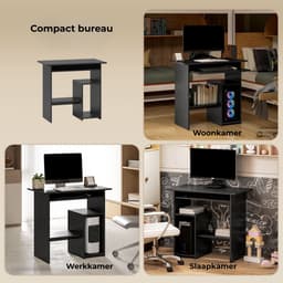 Compact Bureau - Schrijftafel - Computerbureau - Bureautafel - Bureau - Zwart - 80 x 45 x 75 cm — thumbnail 5