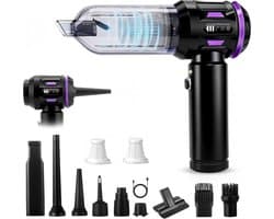 NETTLIFE - Kruimelzuiger - Handstofzuiger - Accu Mini Stofzuiger Draadloos - 25000Pa - 4-in-1 Autostoofzuiger - 3 standen - Draagbare stofzuiger - voor auto Huishouden Dierenharen - violet