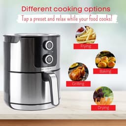 Heteluchtfriteuse 4,5 Liter - 1400W Airfryer met Timer - Vaatwasmachinebestendig Roestvrij Staal — thumbnail 6