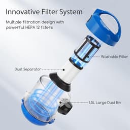 Aigostar 33YAM - Stofzuiger Zonder Zak - Vacuum Cleaner Zakloos - 2L - HEAP 12 filter - 800W - Snoerlengte 6.5 meter - Blauw — thumbnail 5