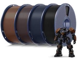 PLA 3D Printer Filament Set, 4 Kleuren, 1.75 mm, 4 x 1 kg Spool, Geschikt voor FDM Printers