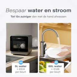 Skoov Mini Vaatwasser met waterreservoir PRO - 3 couverts - 6 wasprogramma's - Kleine smalle vrijstaande afwasmachine - Camping - Zwart — thumbnail 8