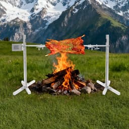 Grillspies Set Elektrische Braadset Met Motor 15W Roestvrij Staal Automatische Braadpan Voor Buiten Kippen Eend — thumbnail 5