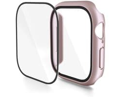 Screenprotector case - geschikt voor Apple Watch 10 / 11 46mm - full cover hoesje - gehard glas - 46 mm - volledige bescherming - rose