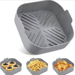 Herbruikbare vierkante siliconen binnenbak voor de airfryer, antiaanbaklaag siliconen mandje, gemakkelijk schoon te maken, geschikt voor bakplaten van 5-6,5 liter (ca. 15,7 liter), airfryeraccessoire van 21,9 cm (ca. 8,6 inch) grijs. — thumbnail 1