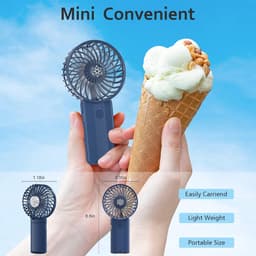 Oplaadbare Mini Handventilator met 4 Snelheden - Draagbare USB Ventilator voor Kantoor, Slaapkamer en Reizen - Stille Accuventilator (Donkerblauw) — thumbnail 1