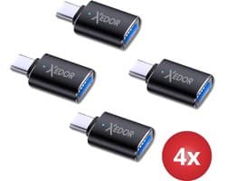 Xedor® Nexa – USB C naar USB A Adapter – 4 Stuks – USB 3.2 Gen 1 – 5 Gbps – Laptops, Smartphones & USB sticks – Zwart