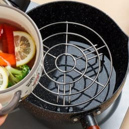 Ronde Kookstand - Roestvrijstalen Grate Kookstand - Ronde Grill - Stoomrek - Koelrooster - Topstand - Roestvrijstalen Stoominzet - Airfryer Accessoires voor Pannen - Bakken en Koken — thumbnail 2