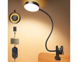 Ibenzoa® Flexibele LED Leeslamp met Klem en Amber Nachtlicht voor Slaapkamer