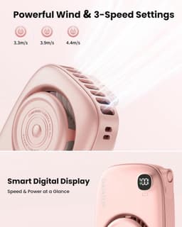 Draagbare Mini Ventilator met 360° Draaiende Spiegel - USB Handventilator met LED-display en 3 Snelheden — thumbnail 5