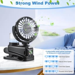 Mini-ventilator met Clip, 4 Snelheden, USB Oplaadbare Tafelventilator voor Thuis en Kantoor — thumbnail 2
