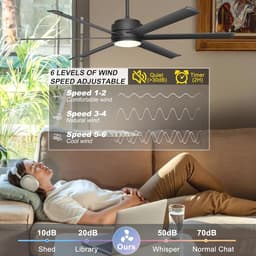 Grote Industriële Plafondventilator met Licht en Afstandsbediening — thumbnail 4