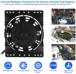 Universele Auto Koelventilator 10 Inch 12V 80W – Elektrische Ventilator voor Auto en Vrachtwagen — thumbnail 1