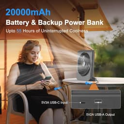 Oplaadbare boxventilator 20000 mAh - 25,4 cm stille en krachtige ventilator voor slaapkamer, keuken en kantoor — thumbnail 5
