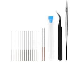 3D Printer Nozzle Reinigingskit - 19 Stks Reinigingsnaalden en Pincetten