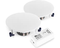 Plafond speaker - Set van 2 plafond inbouw speakers + versterker en luidsprekerkabel - Complete set voor kantoor, hal, wachtkamer, etc.