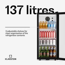 Klarstein GrandCooler professionele drankenkoelkast 137 l – Drankenkoeling, ledverlichting (wit/blauw), regelbare temperatuur van 0 tot 10 °C, 3 schappen — thumbnail 3