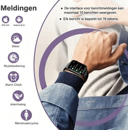 Blackview Smartwatch voor dames en heren - R30MAX Activity Tracker- LED Zaklamp -1,91-inch HD-fitnesstracker met Bluetooth-belfunctie - 24/7 hartslag- en slaapmonitor - Watch Geschikt voor Android en iOS - Zwart — thumbnail 3