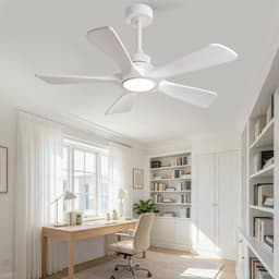 Plafondventilator Met Verlichting – 106 Cm – 6 Snelheden – Metaal En Hout – Wit – Stilte, Dimbaar En Timer Voor Slaapkamer En Woonkamer — thumbnail 4