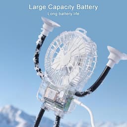 Tafelfan Robot - Persoonlijke ventilator - Verkoeling Bureaublad - Zuignap Bevestiging - 16.7W x 5H cm - Wit — thumbnail 5