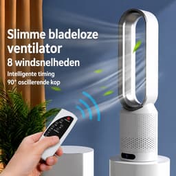 Pelor Bladloze Torenventilator - Luchtreinigende Luchtcirculatie - 8 Snelheden met Afstandsbediening - 90° Oscillatie - Wit — thumbnail 4