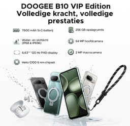 DOOGEE B10 4G VIP - Smartphone - 48GB RAM + 256GB ROM (2TB/TF) - 6,63 inch FHD+ 120Hz - 7600mAh/33W - IP68/IP69K - Android 16 - NFC - Vingerafdruk & Face ID - VIP Accessoirepakket Inclusief Magneethoes, Screenprotector en TWS - Oordopjes - EFFEN — thumbnail 2