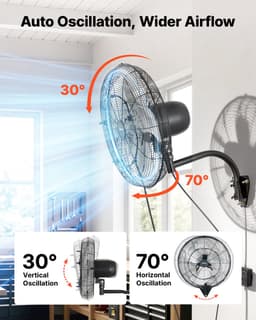 VEVOR 95W Industriële Wandventilator 56 cm, 7 m/s Oscillerende Wandventilator met Afstandsbediening, Vernevelingsfunctie & 18-uurs Timer, Commerciële Industriële Ventilator IP44 Waterdicht voor Werkplaats, Garage, Magazijn, Zwart — thumbnail 5