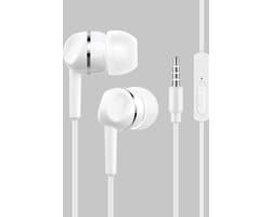 Bedrade oortjes - In Ear Oordopjes - Oortjes met Draad en Microfoon - Extra Bass - 3,5mm Jack Aansluiting - 120cm kabel - Wit