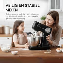 Planetaire Mixer - Keukenmachine Deegmixer - Bakken Ingrediënten Mengen - 12 Snelheden Pulsefunctie - 3.5L Kom - Zwart — thumbnail 3