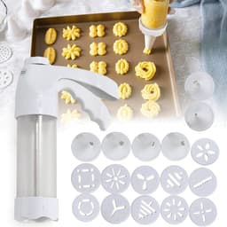 Koekjespers Set - Bakvorm Machine - Zelf Koekjes Maken - Veelzijdige Spuitmonden - 22x14cm - Wit — thumbnail 3