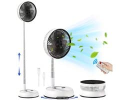Statiefventilator - Zomerkoeling - Staande ventilator - Verkoeling woonkamer - Slaapkamer ventilator - Hittegolf oplossing - Verstelbare ventilator - Ventilator met afstandsbediening - Stille ventilator - Draaibare kop - Frisse lucht in huis - Ventil — afbeelding 1