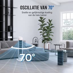 CORE Torenventilator - Ventilatorkolom - Met 3 Snelheden - Oscillerende Ventilator 70° - Compact & Stil - 45W - 27x27x75cm - Wit — thumbnail 3