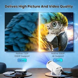 SnelShoppen - Mini-beamer 1080p 4K Draagbare Projector met WiFi 6 en Bluetooth 5.0 - Keystone, 180° Draaibaar, Ideaal voor Huis, Outdoor, Camping & Fe — thumbnail 5