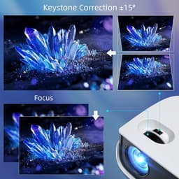 SnelShoppen - Mini-beamer 7500 lumen Draagbare Thuisbioscoop 1080p Full HD Videobeamer Voor Smartphone, TV-Stick, PS5, PC, Laptop - Ideaal Voor Feest, — thumbnail 2