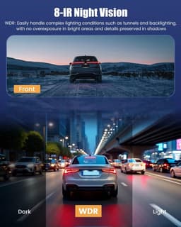 SnelShoppen - 4K Dashcam Auto Voor en Achter, Dubbele Kanaals Met 64 GB SD-kaart, 3,2 Inch IPS-Touchscreen, Groothoek, IR 8, G-sensor, Wifi, Lusopname — thumbnail 2