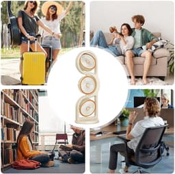 Ulisem - Ventilator - Drie Koppen - Onafhankelijke Besturing Per Kop - 360° Handmatig Verstelbaar - USB Oplaadbaar - Draagbaar Stil - Met Nachtlampje - Voor Slaapkamer Studentenkantoor Reizen Kamperen Strand Vakantie - Wit — thumbnail 5