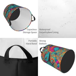 Wasmand - Opbergmand Vuile Kleding - Ruimte Besparen - Waterdicht Oxford Doek - 38L of 62.8L - Zwart — thumbnail 4