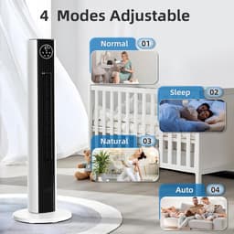 Torenventilator - Staande Ventilator - Snelle Koeling - 85 Graden Oscillatie - 35 Inch - Wit — thumbnail 2